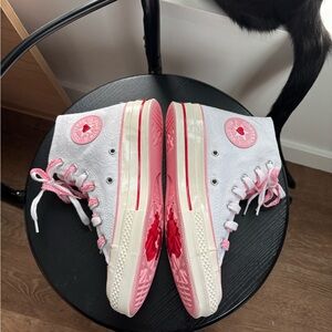 Converse Women's High-Top Sneakers - White and Pink Accents
